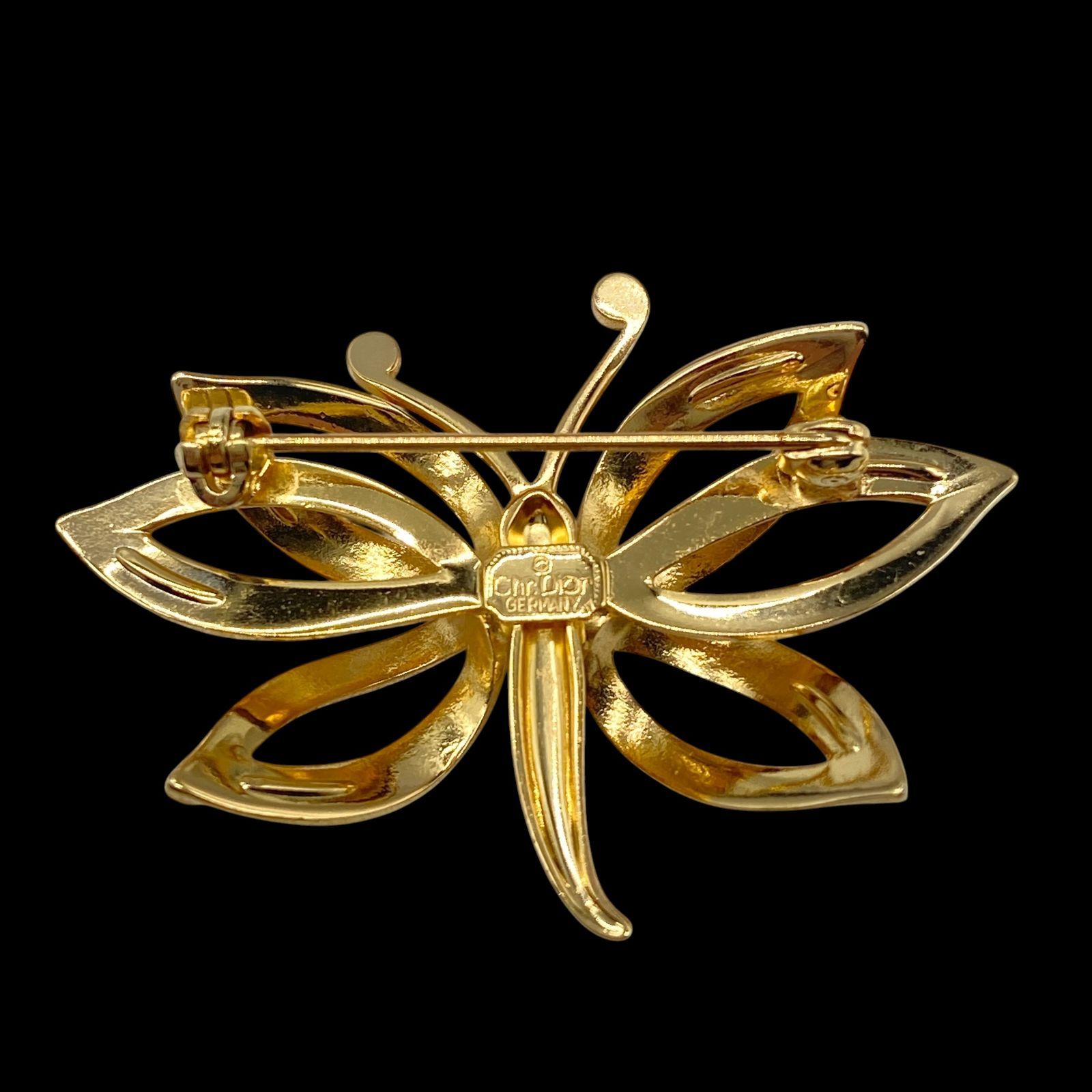 ヴィンテージ ディオール Dior バタフライモチーフ ブローチ ヴィンテージ ディオール Dior バタフライモチーフ ブローチ 希少 美品