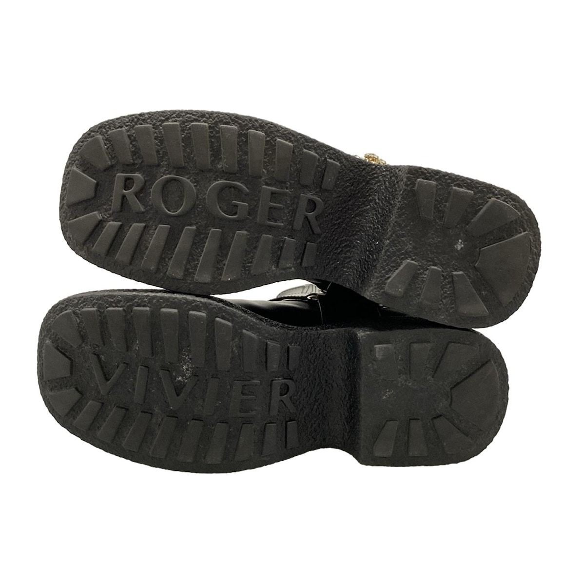  RogerVivier ロジェヴィヴィエ ショートブーツ 38 レディース - 黒 サイドゴア|ビジュー レザー ブーティ ブーツ