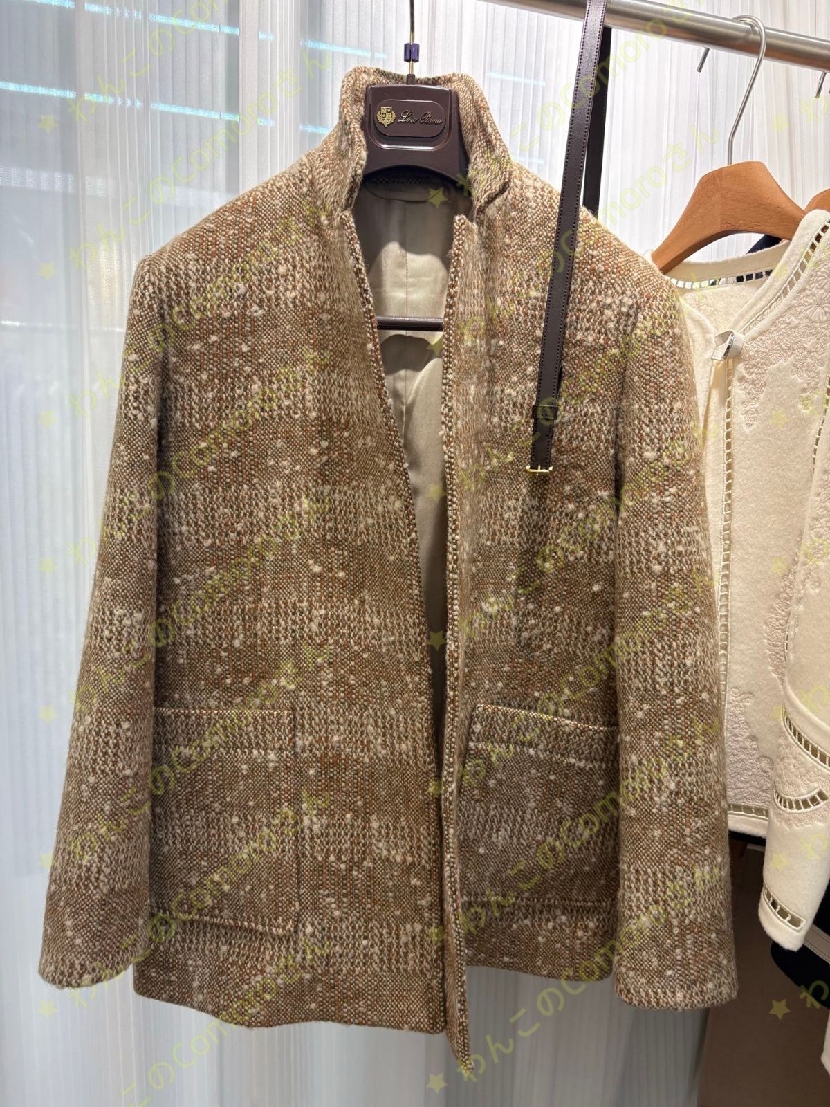 サイズS～L 送料無料 ロロピアーナ Loro Pianaレディースウール ツイード コート シルク裏地付き ブラウンミックス エレガント GULLKHAN_COM