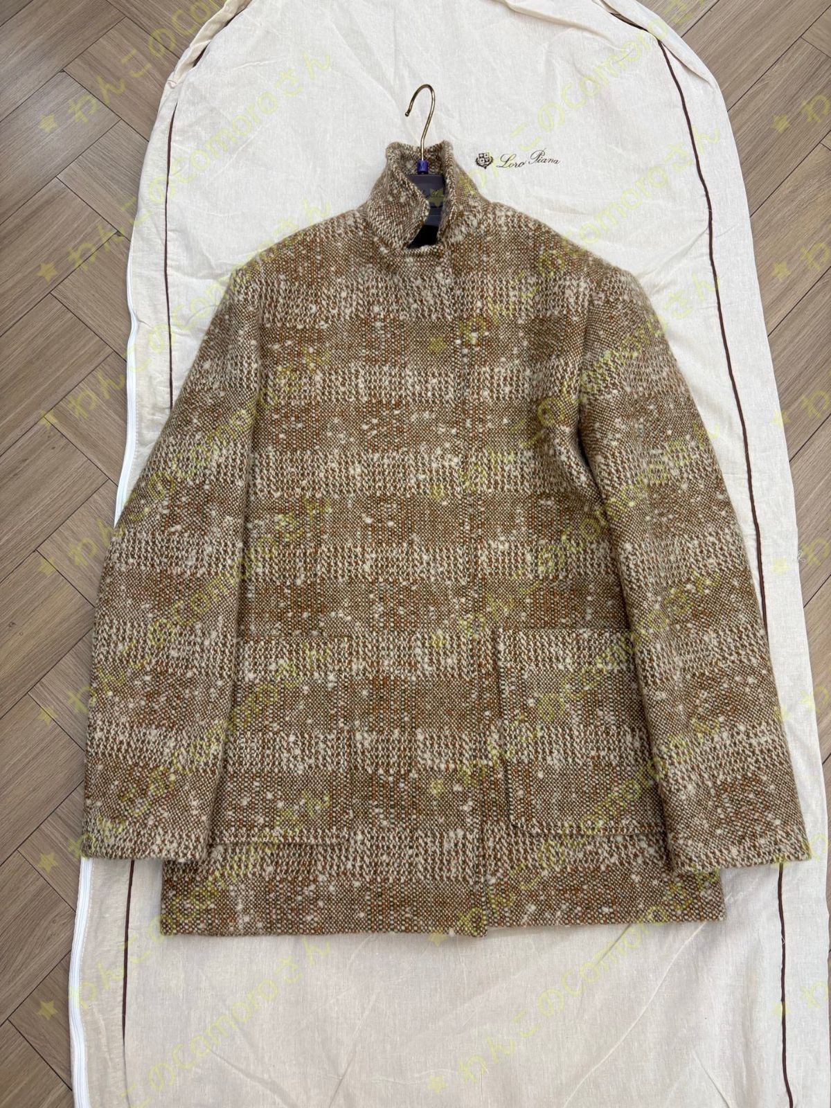 サイズS～L 送料無料 ロロピアーナ Loro Pianaレディースウール ツイード コート シルク裏地付き ブラウンミックス エレガント