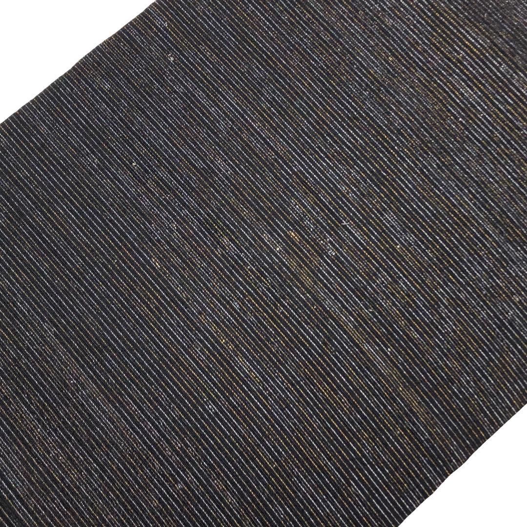 名古屋帯 横縞模様 金銀糸 黒色 O-5705