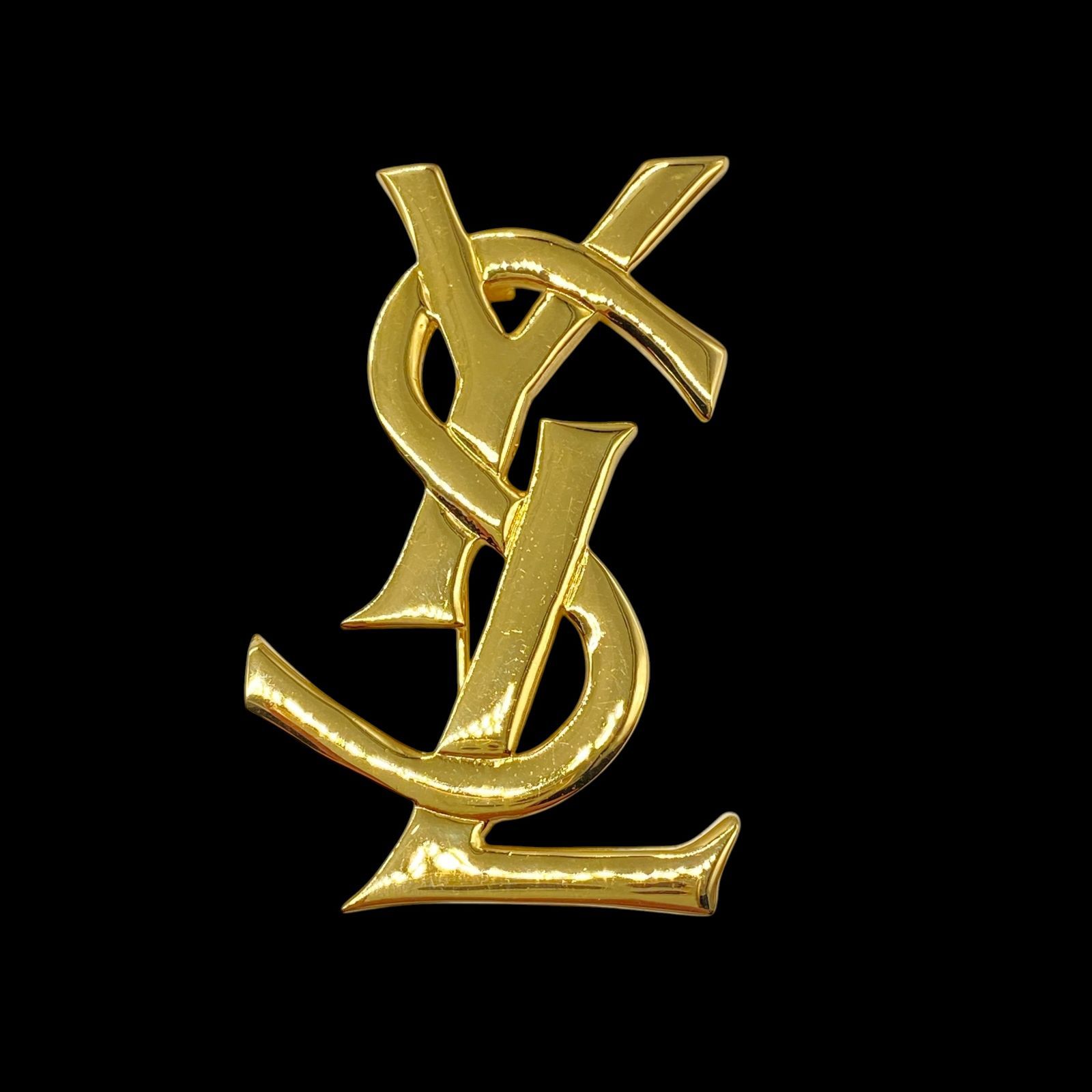 イヴサンローラン ヴィンテージ ブローチ カサンドラ YSLロゴ イヴサンローラン ヴィンテージ ブローチ カサンドラ YSLロゴ 極美品