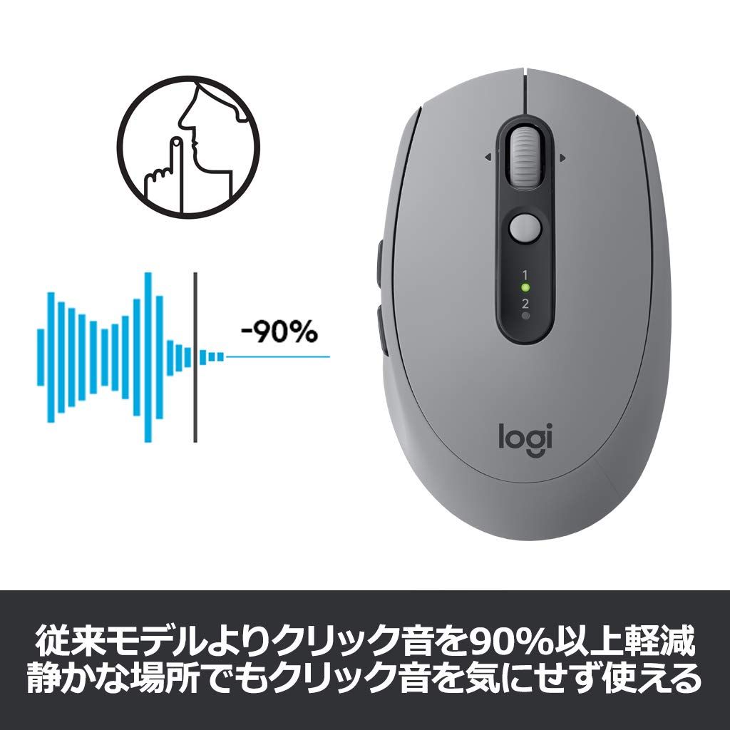 ロジクール ワイヤレスマウス 無線 静音 Bluetbooth Unifying 7ボタン M590GT グラファイトトーナル ワイヤレス マウス w : ロジクール ワイヤレスマウス 無線 静音 Bluetbooth