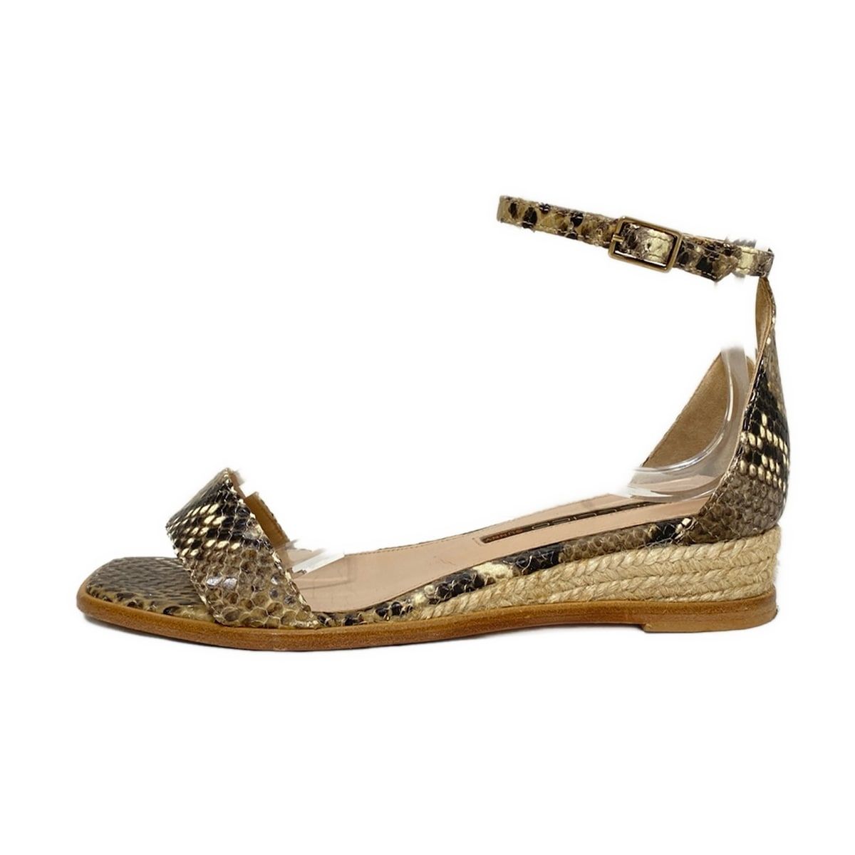 PELLICO ペリーコ フラットシューズ 35 レディース - カーキ×ダークブラウン×アイボリー パイソン型押し加工|オープントゥ レザー