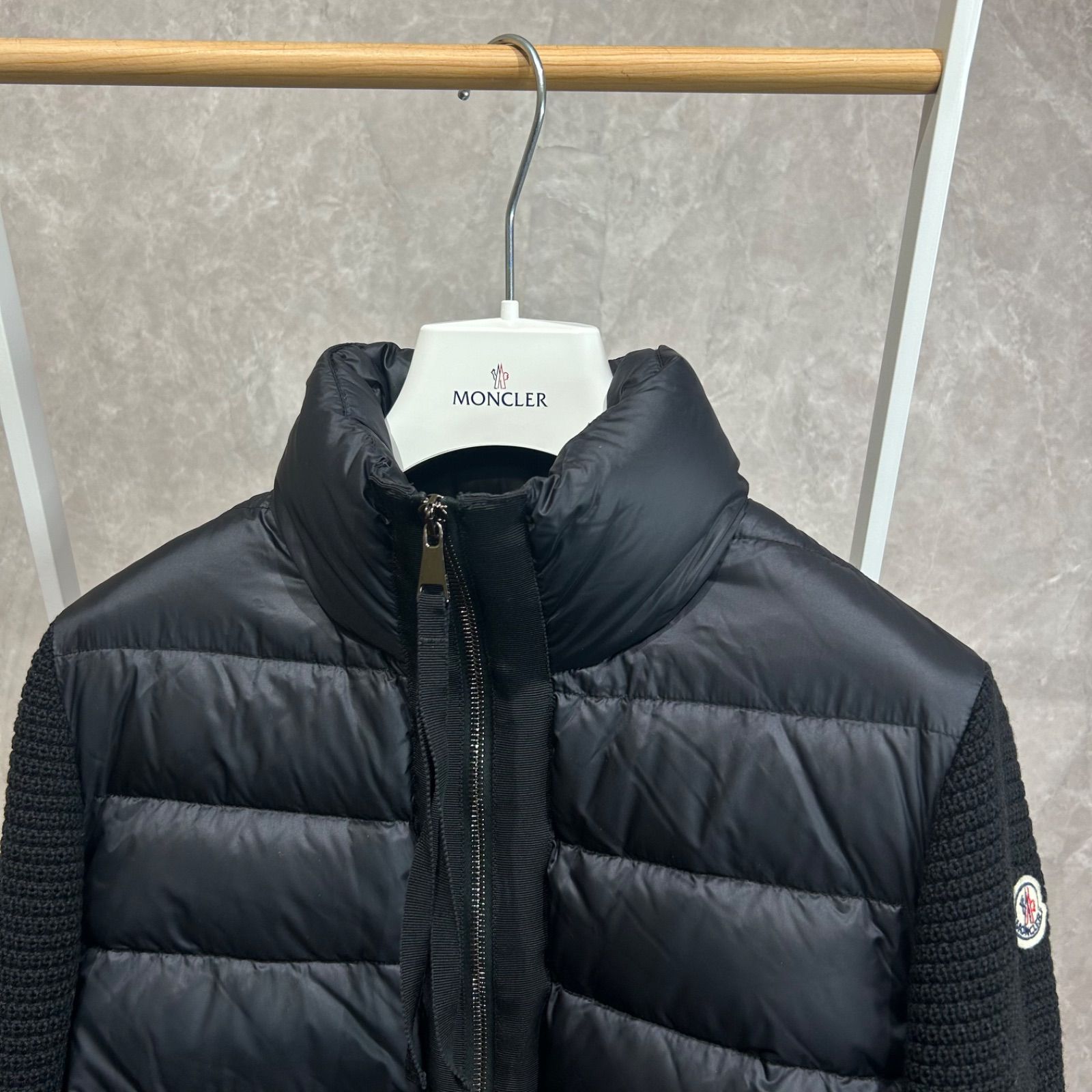 極美品】 MONCLER モンクレールダウンニット切り替えジャケット黒S
