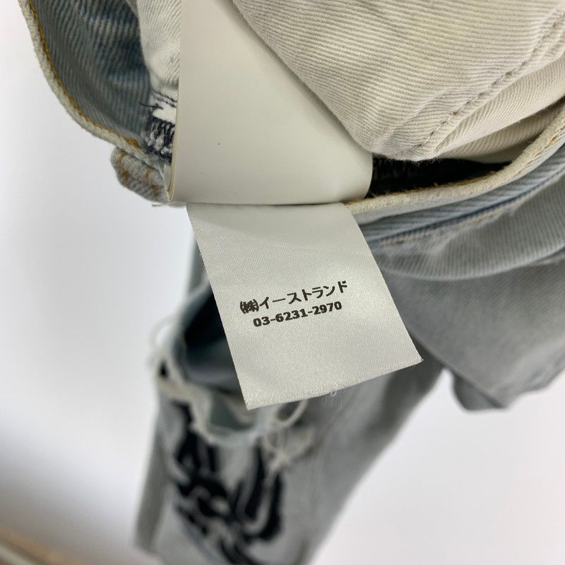品 OFF-WHITE バニー刺繍ダメージブーツカットデニムパンツ オフホワイト 153-251106-st-20-fuz