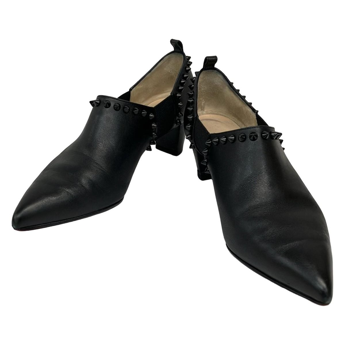 CHRISTIAN LOUBOUTIN クリスチャンルブタン パンプス 37 レディース - 黒 スタッズ|アウトソール張替済 レザー