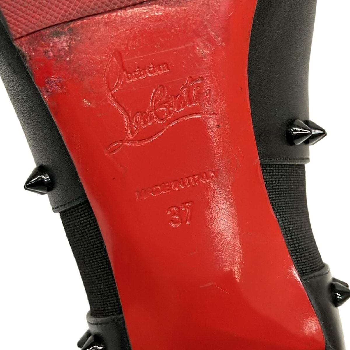  クリスチャンルブタン パンプス 37 レディース - 黒 スタッズ|アウトソール張替済 レザー ハイヒール パンプス パンプス