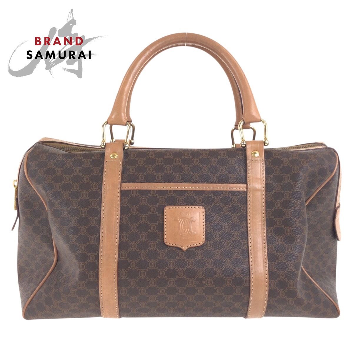 CELINE セリーヌ ヴィンテージ マカダム ブラウン ゴールド金具 PVC