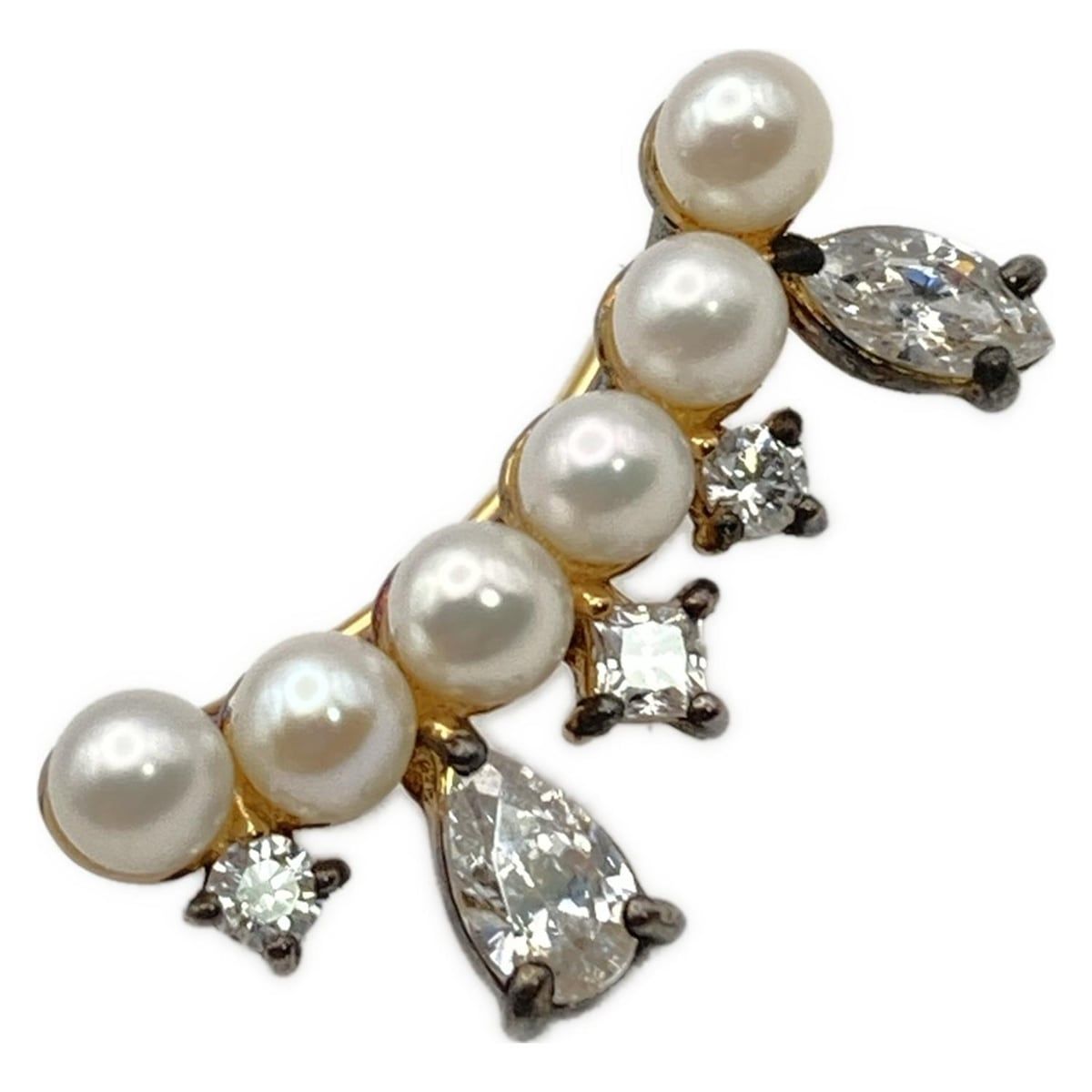 ete エテ イヤリング - パールホワイト×クリア イヤーカフ 片側