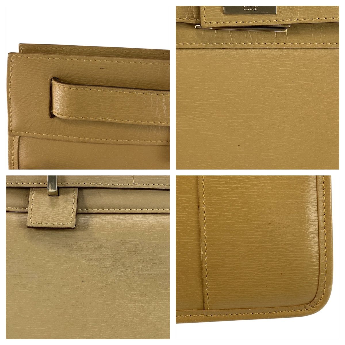美品 GUCCI グッチ ベージュ ゴールド金具 レザー 002 1090 ビジネス