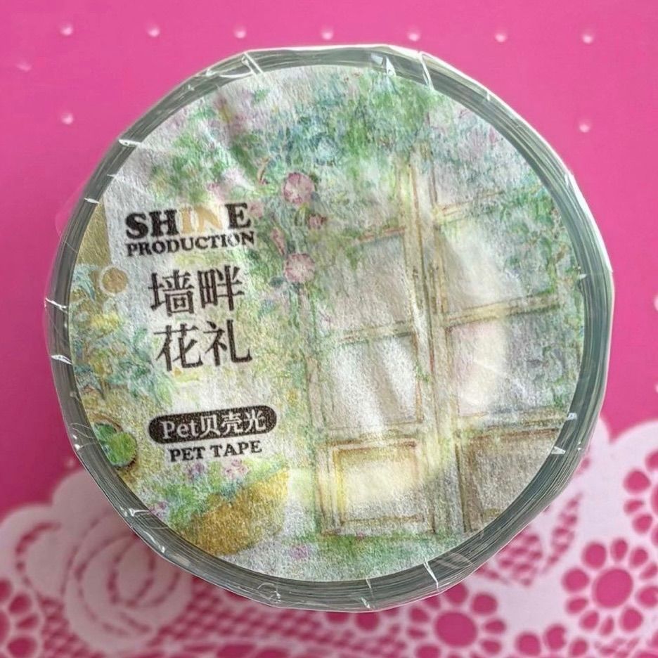 贝壳光 7cm×10m 墙畔花礼 海外マスキングテープ 贝壳光 7cm×10m 墙畔花礼 海外マスキングテープ 海外マステ 階段 扉 花