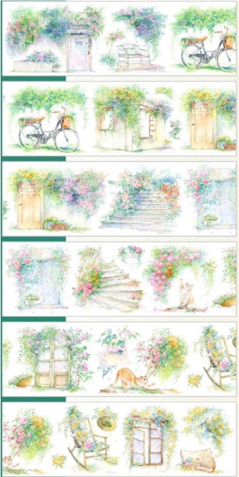 贝壳光 7cm×10m 墙畔花礼 海外マスキングテープ 贝壳光 7cm×10m 墙畔花礼 海外マスキングテープ 海外マステ 階段 扉 花