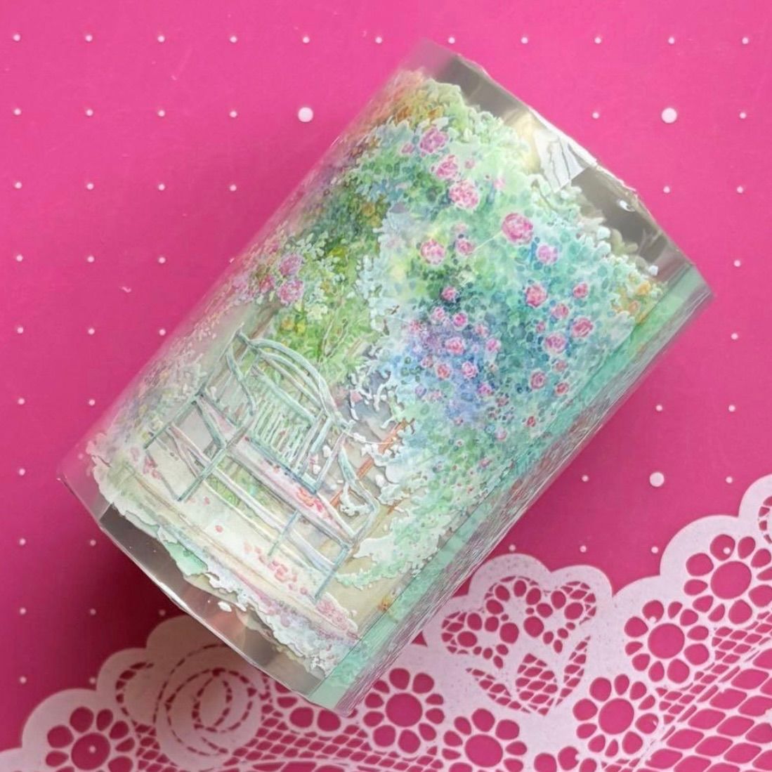 贝壳光 7cm×10m 墙畔花礼 海外マスキングテープ 海外マステ 階段 扉 花