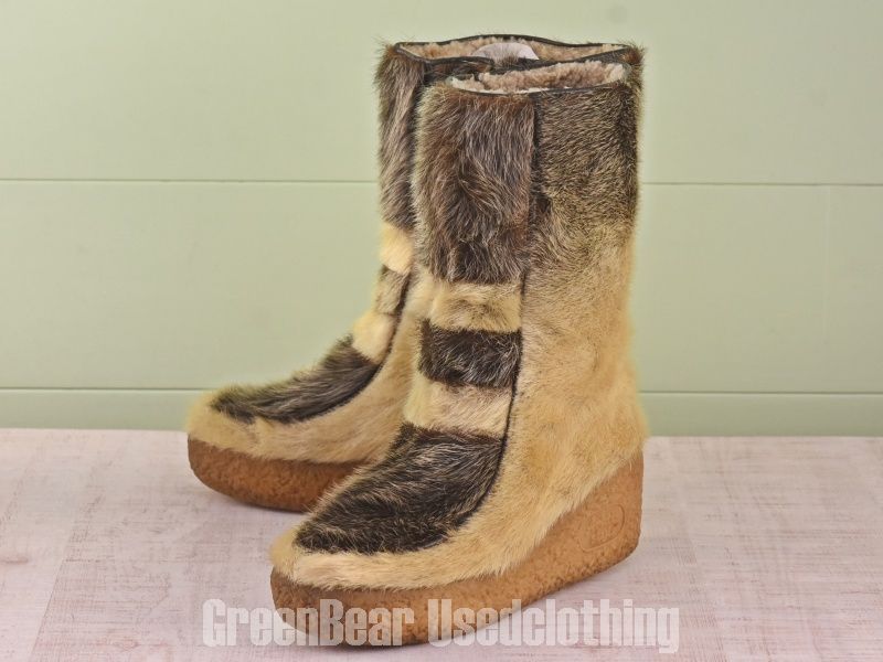 D067 ビンテージ SALAMANDER エスキモーブーツ アザラシ毛 レディース 6.5F 23.5cm