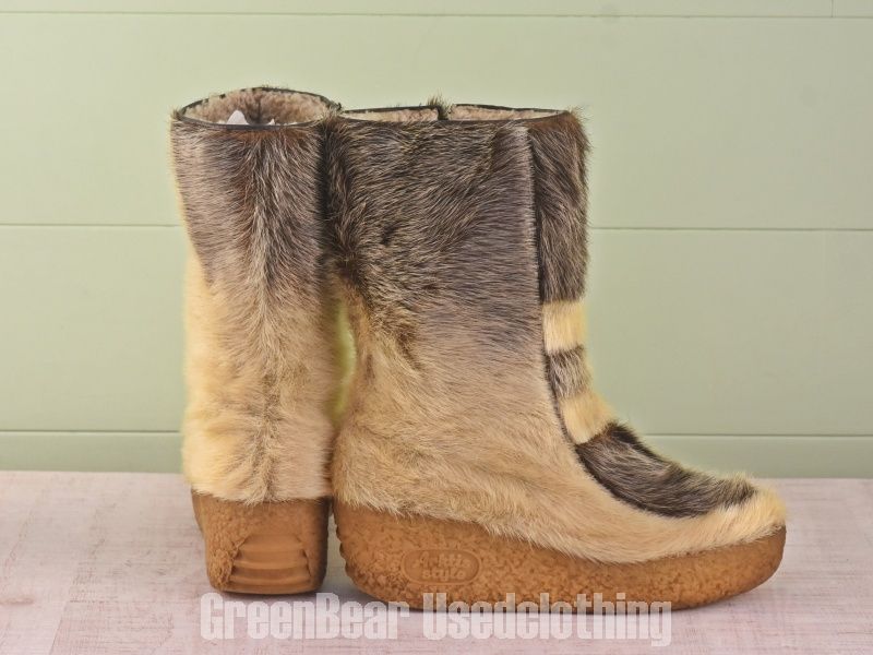 D 067 ビンテージ エスキモーブーツ アザラシ毛 レディース 6.5 F 23.5 cm