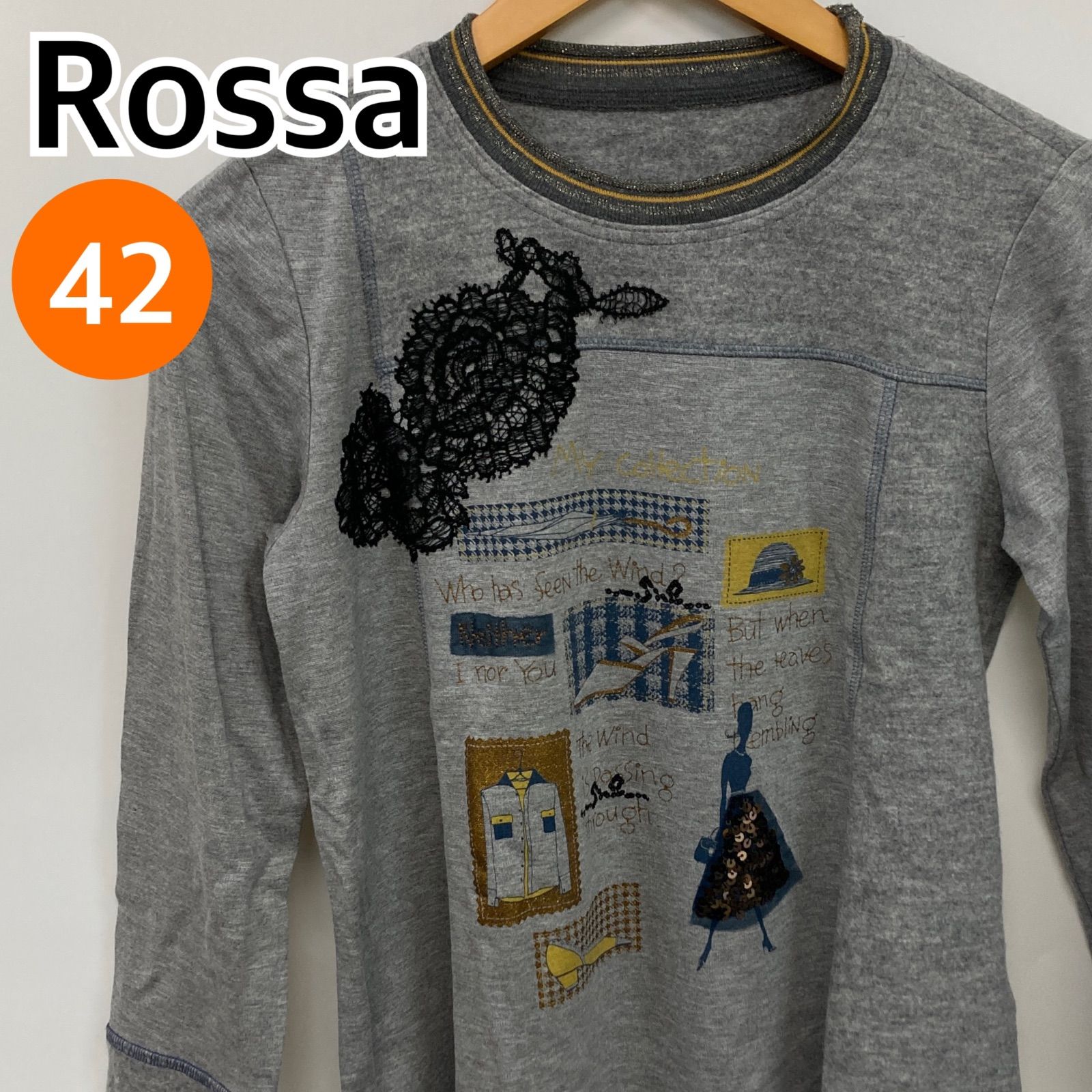 Rossa ロッサ トップス 長袖 シャツ グレー レディース 42サイズ CT2298