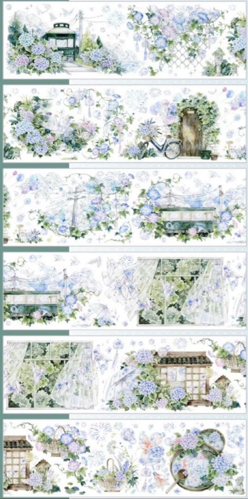 贝壳光 7cm×10m 夏日风物诗 海外マスキングテープ 海外マステ 朝顔