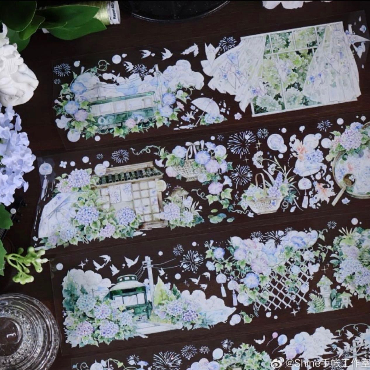 贝壳光 7cm×10m 夏日风物诗 海外マスキングテープ 海外マステ 朝顔