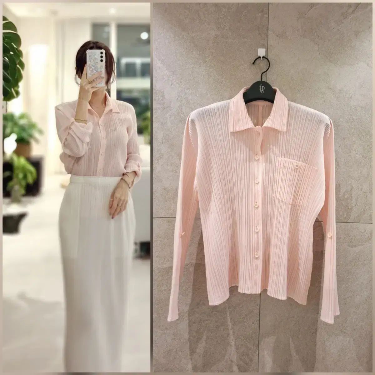 プリーツプリーズ ベビーピンク シャツ トップス3 イッセイミヤケ