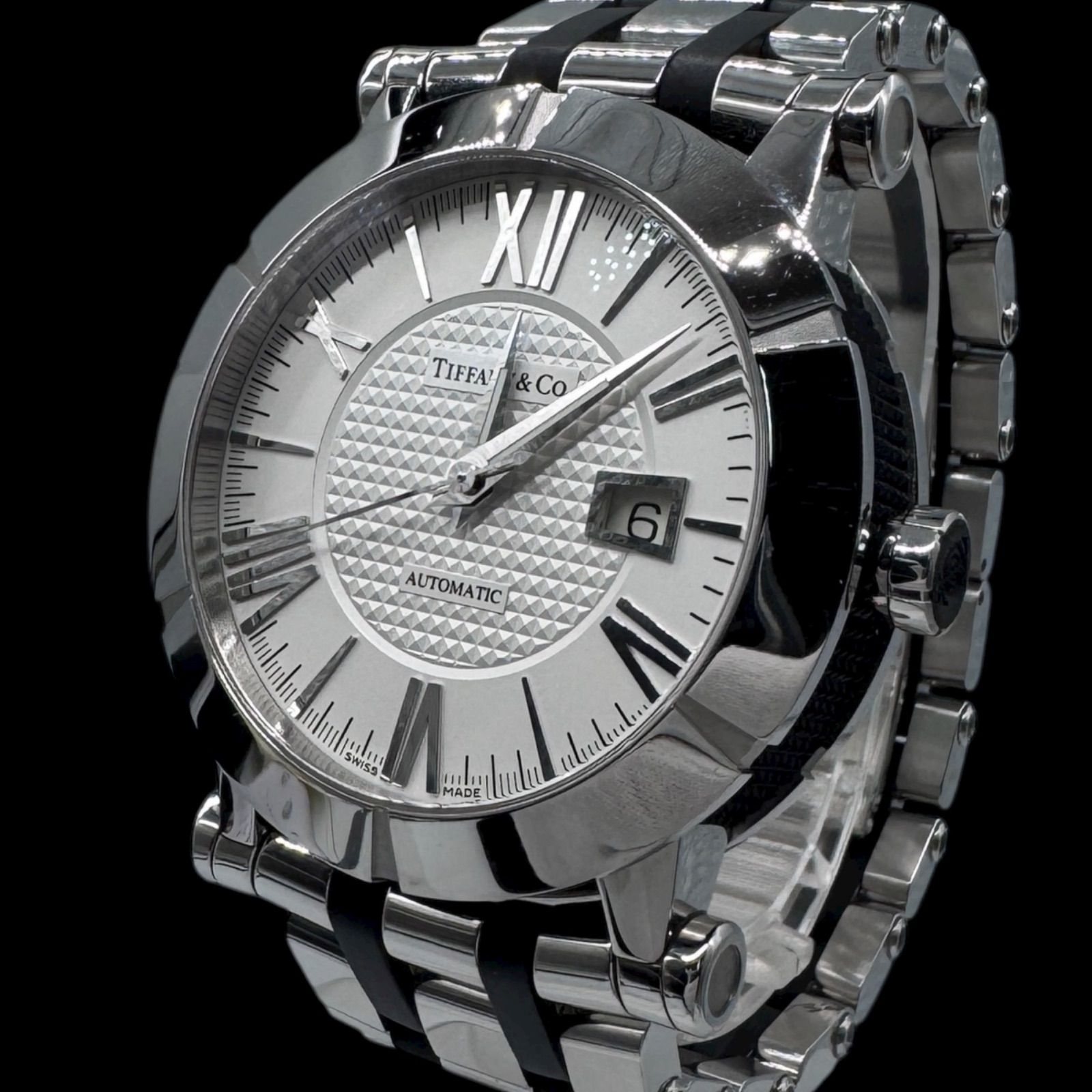 稼働 TIFFANY-Co ティファニー メンズ 腕時計 アトラス ジェント デイト Z1000 AT 自動巻き SS ホワイト文字盤