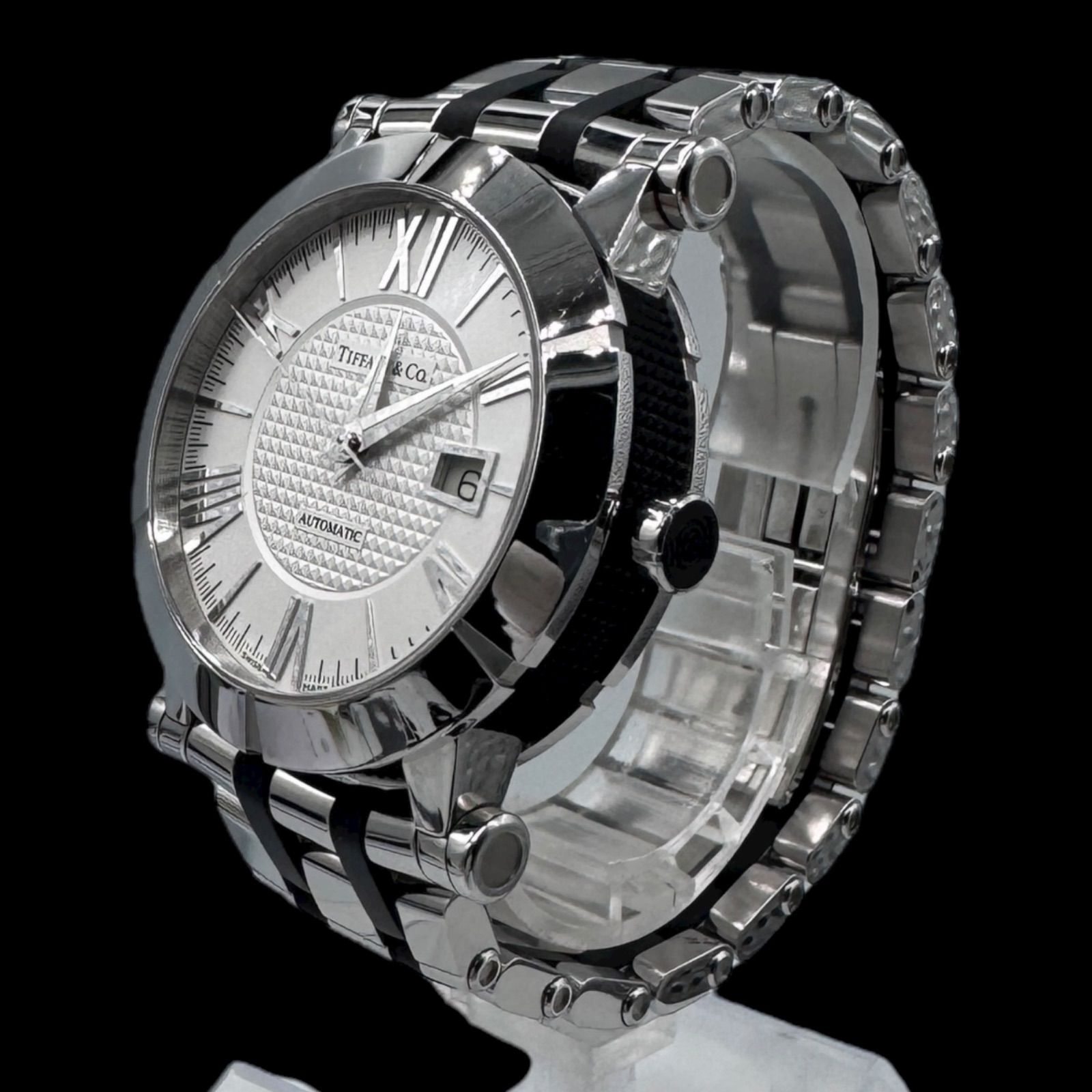 稼働 TIFFANY Co ティファニー メンズ 腕時計 アトラス ジェント デイト Z 1000 AT 自動巻き SS ホワイト文字盤