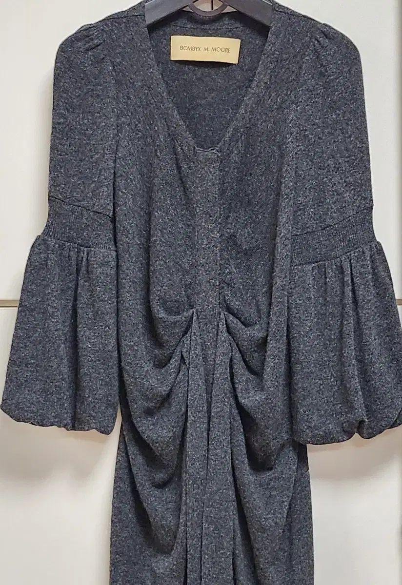 ♥春BIG VIXX M Moire ウールニット ワンピース55|チャコール
