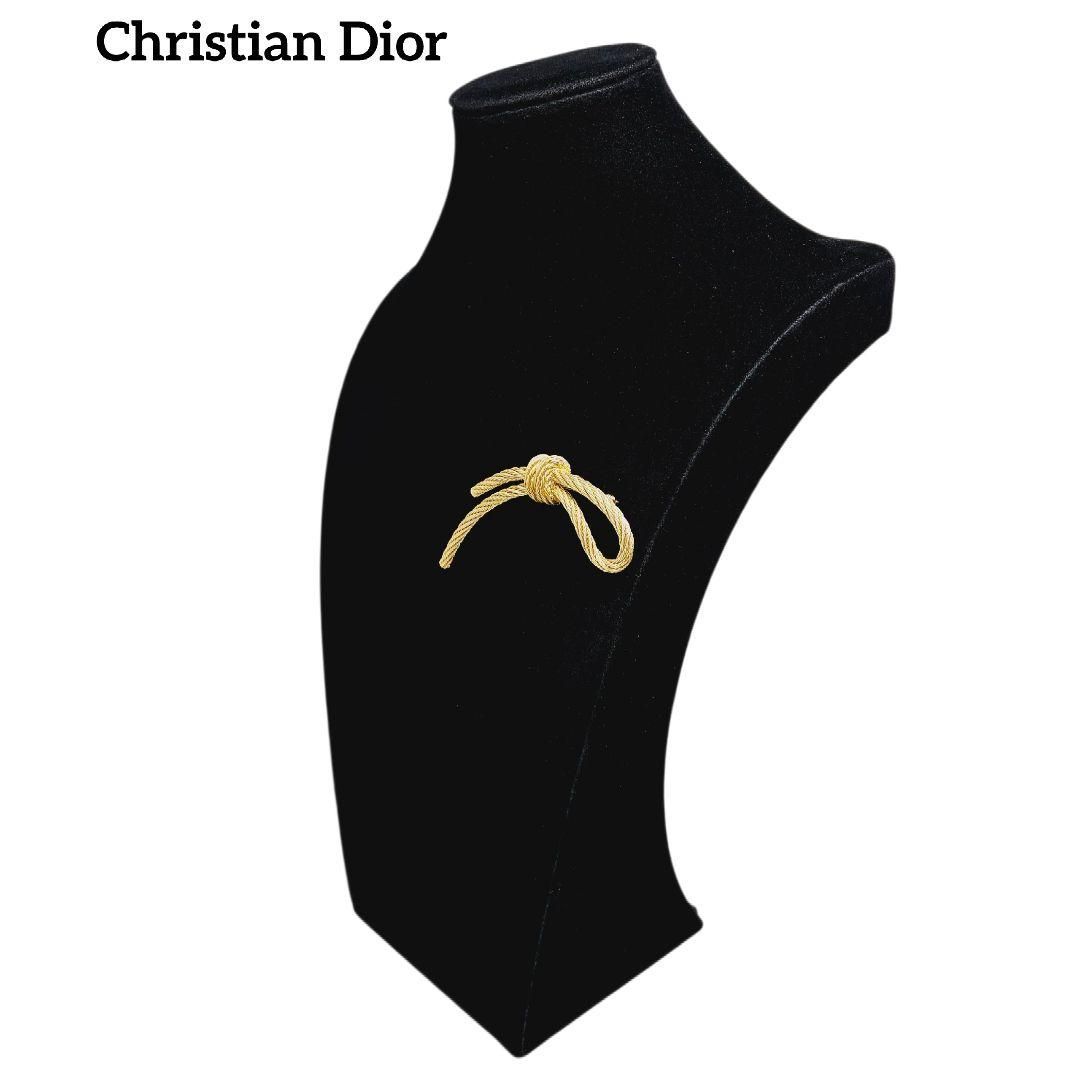 極美品】Christian Dior ブローチ ロープ ノット 大 ゴールド 極美品
