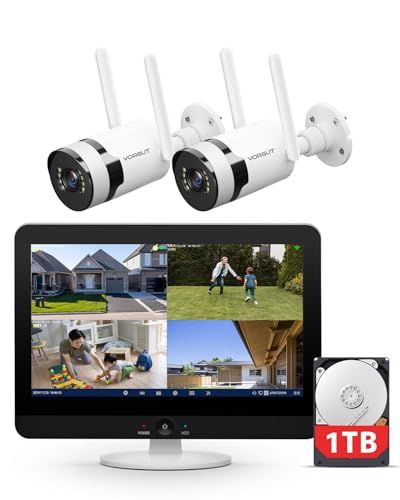 800万画素 24時間録画 VORGUT 防犯カメラ 屋外 モニター付き 無線 4K 防犯カメラ 屋外 ワイヤレス 2.4G&5Ghz WiFi対応 監視カメラ 屋外 2台セット 遠隔操作対応 防水等級IP66 AI動体検知 最大1 cf3e62b7