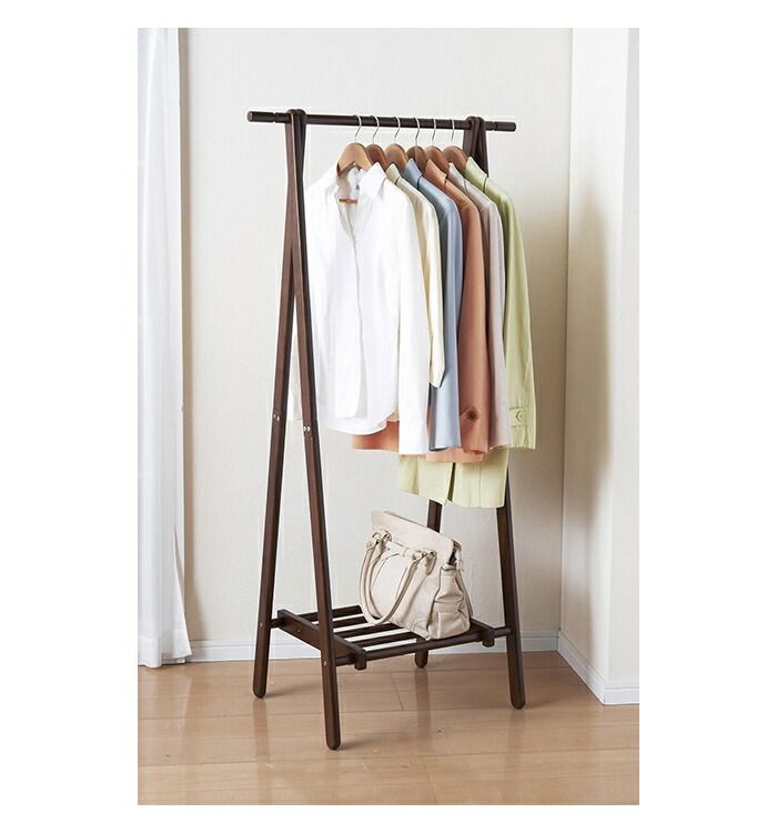 ハンガーラック 棚付き 幅75 クローゼットハンガー 折りたたみ 洋服掛け ラック シェルフ 木製 省スペース コンパクト