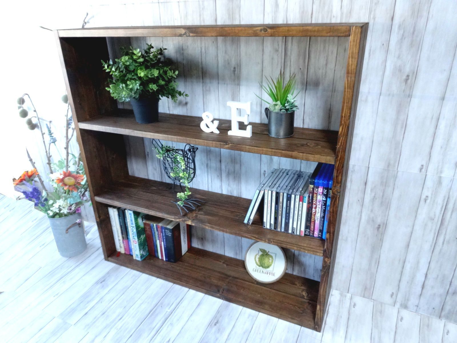  ハンドメイド特大３段ラック ダークチーク色 棚 シェルフ ラック 家具