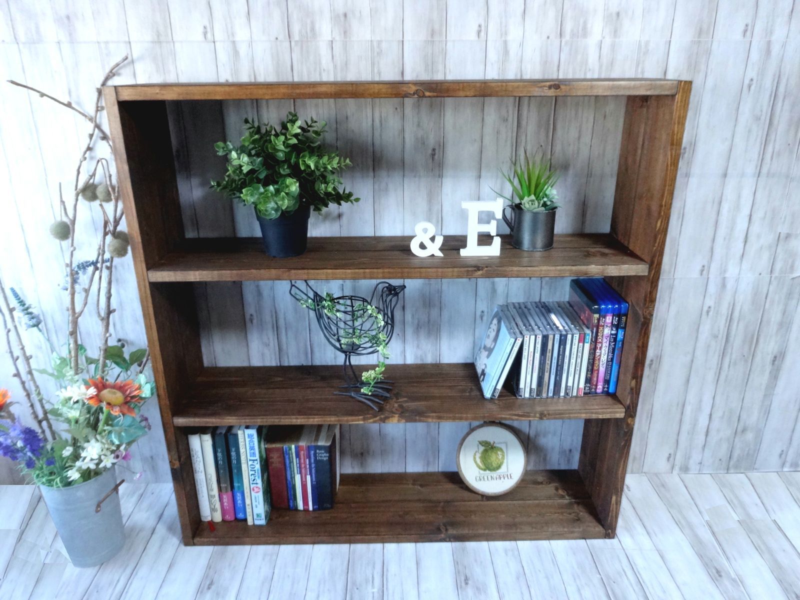 ハンドメイド特大３段ラック ダークチーク色