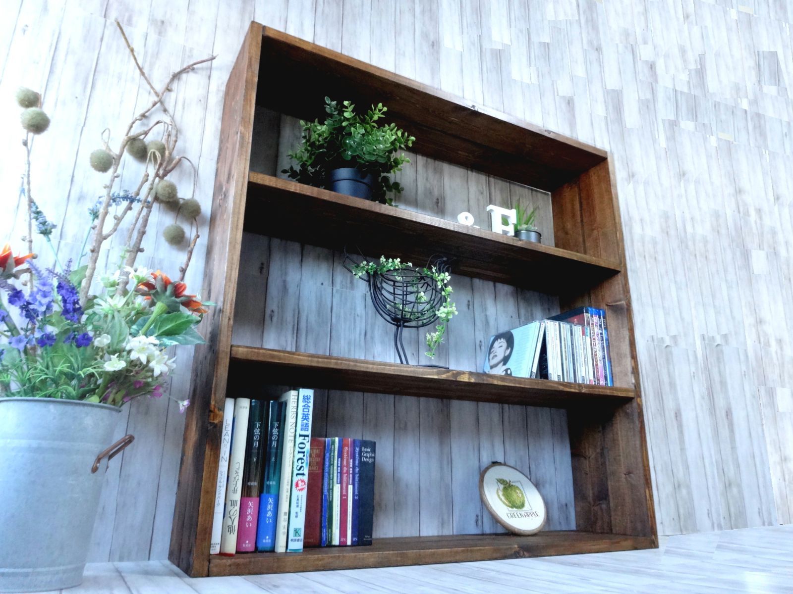 ハンドメイド特大３段ラック ダークチーク色