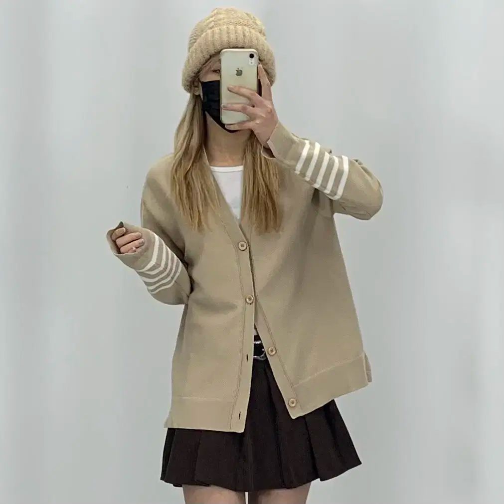 M カルバン クライン ベージュ ニット カーディガン CK8744