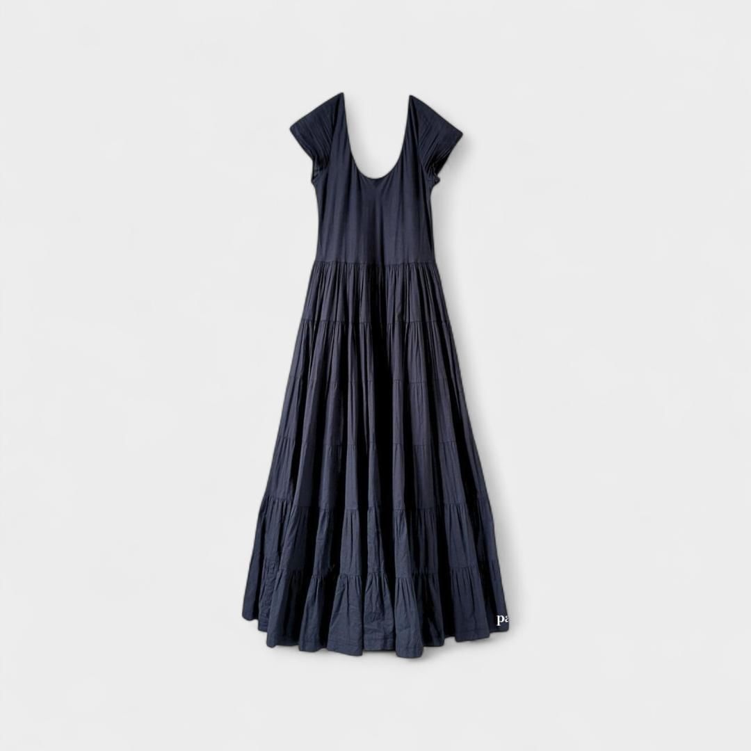 ️ マリハ 草原の虹のドレス ノースリーブ ワンピース 黒 ギャザー