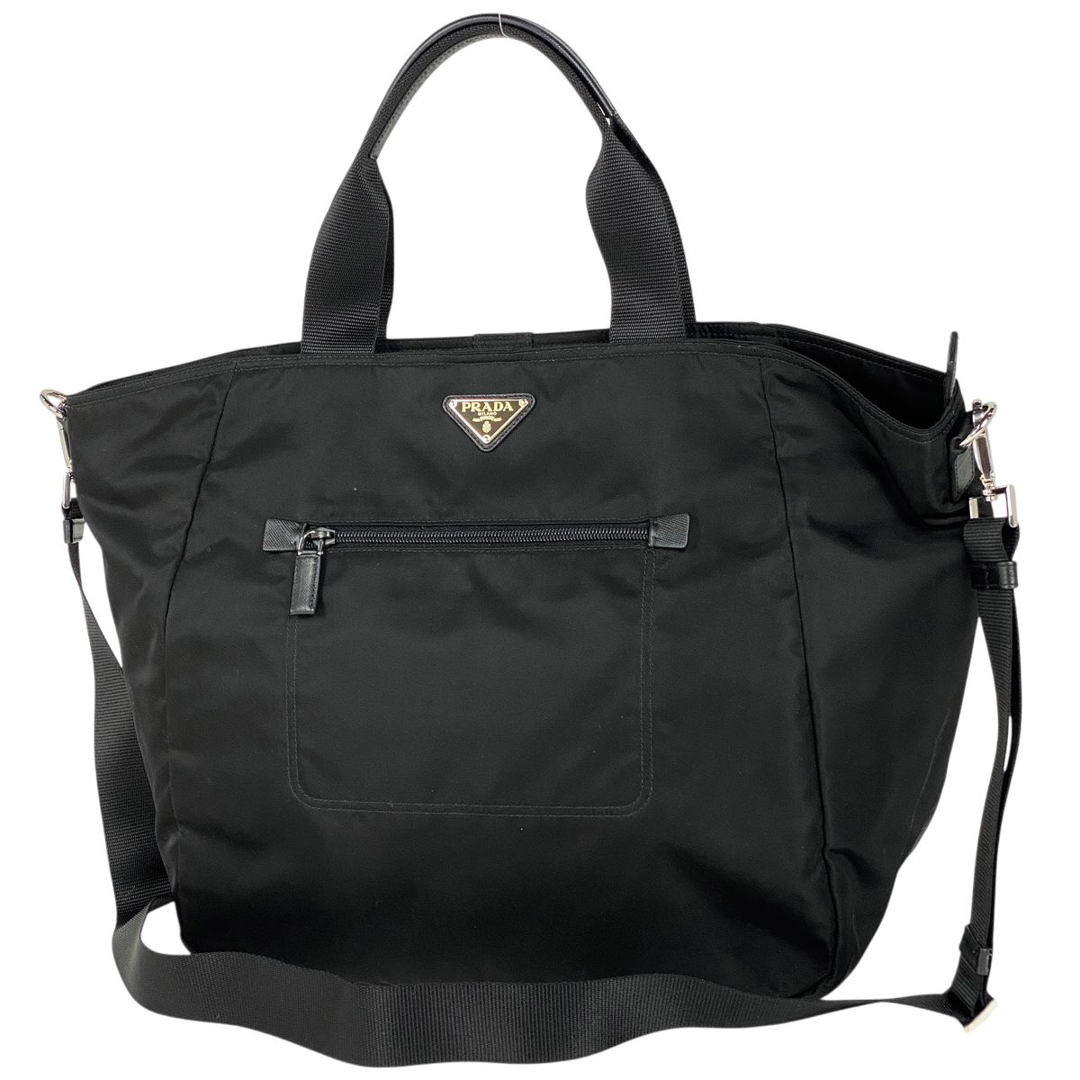 プラダ PRADA ロゴプレート トートバッグ 2WAY ショルダーバッグ ハンドバッグ トートバッグ ナイロン ネロ ブラック BR4376 レディース