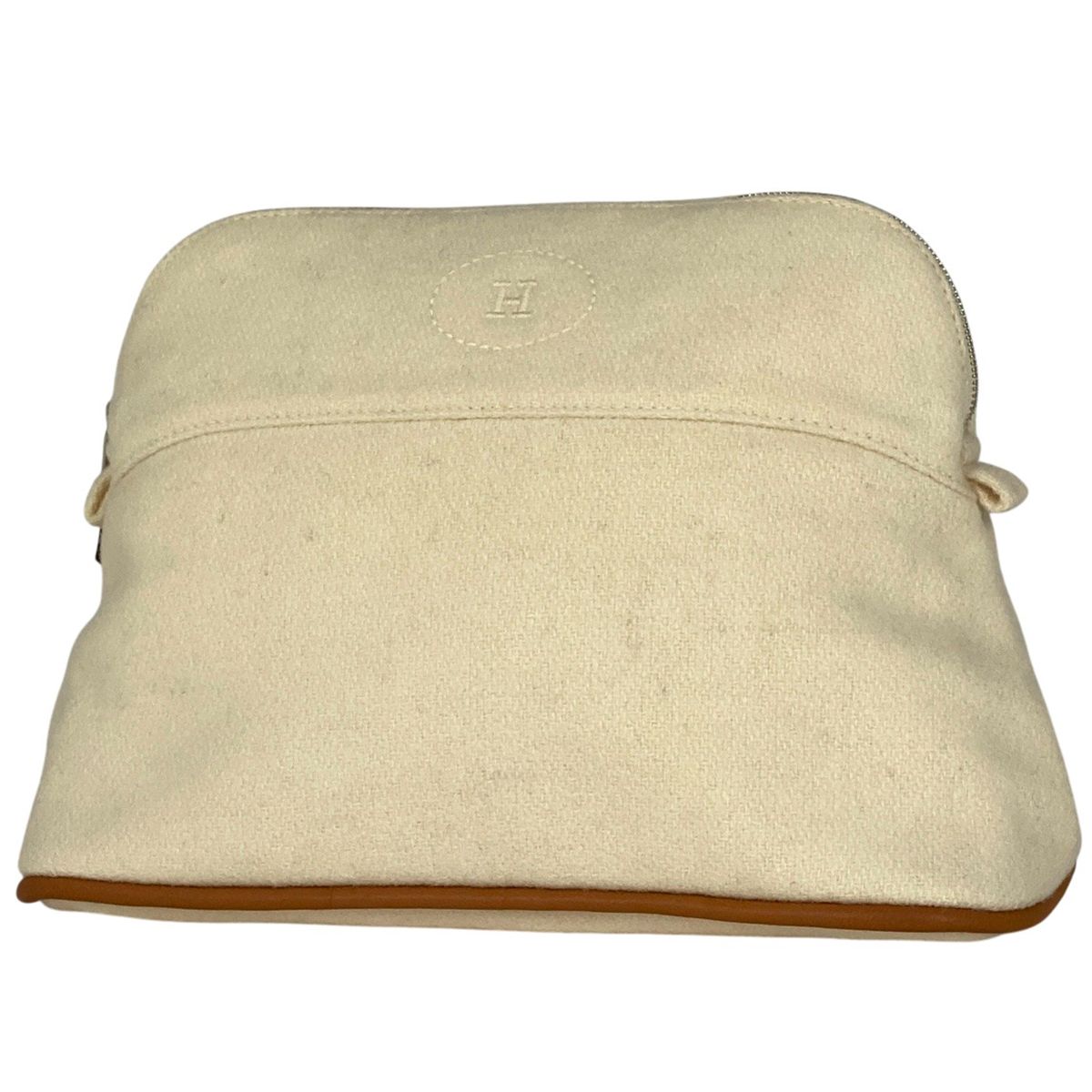 エルメス HERMES ボリード ポーチ MM メイクポーチ 小物入れ Hロゴ 化粧ポーチ ファブリック クリーム ブラウン レディース