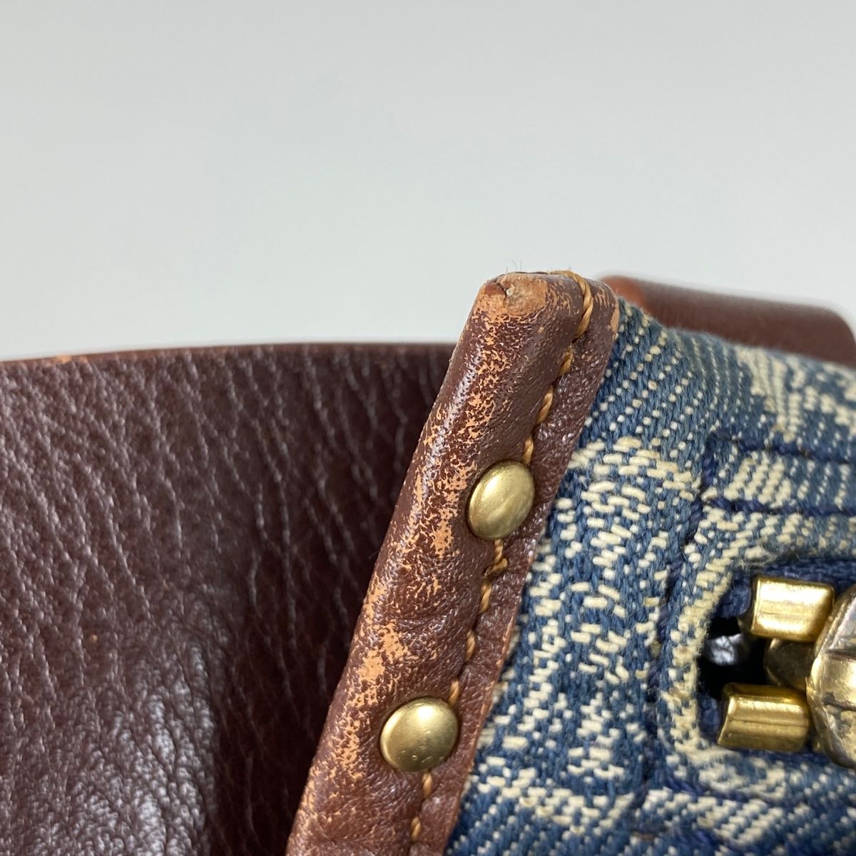 セリーヌ CELINE パリマカダム柄 ウエストバッグ ボディバッグ デニム ブルー ブラウン レディース DECORATOM_COM_BR