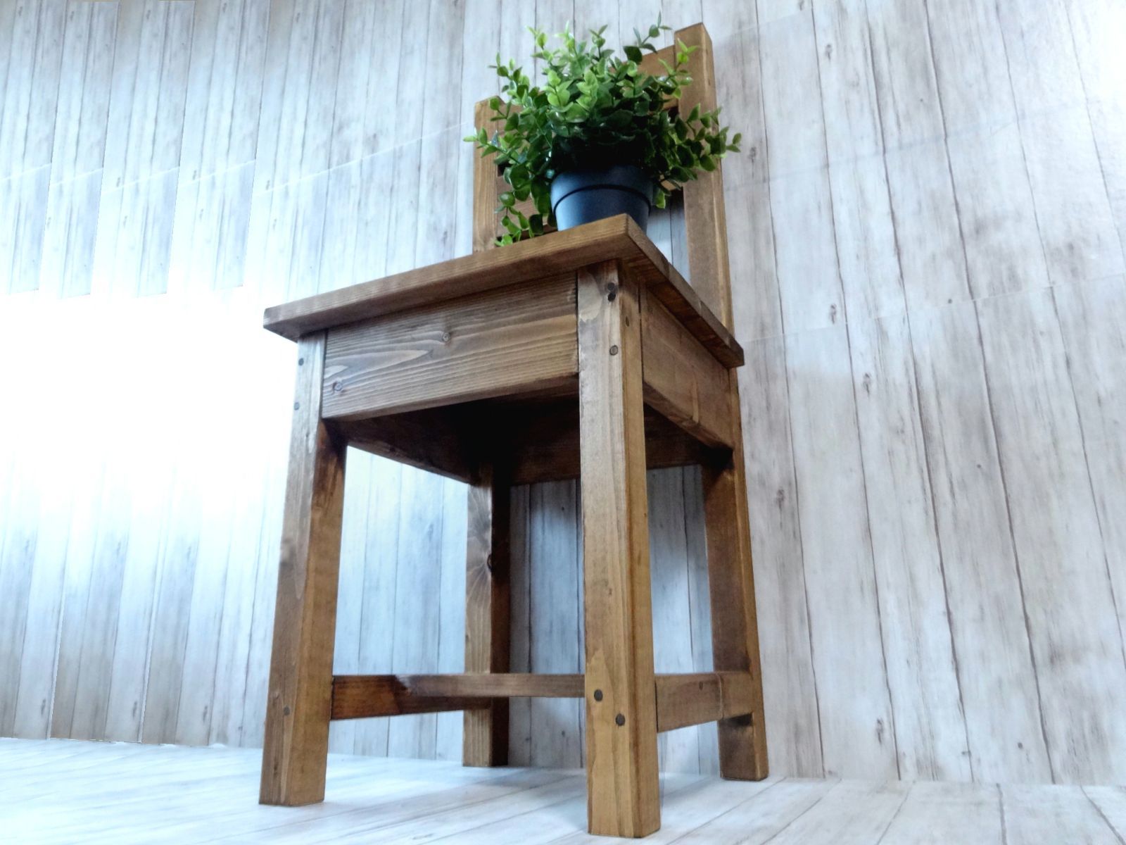 ハンドメイド 1人掛けチェア ストレートタイプ（チーク色） 注文