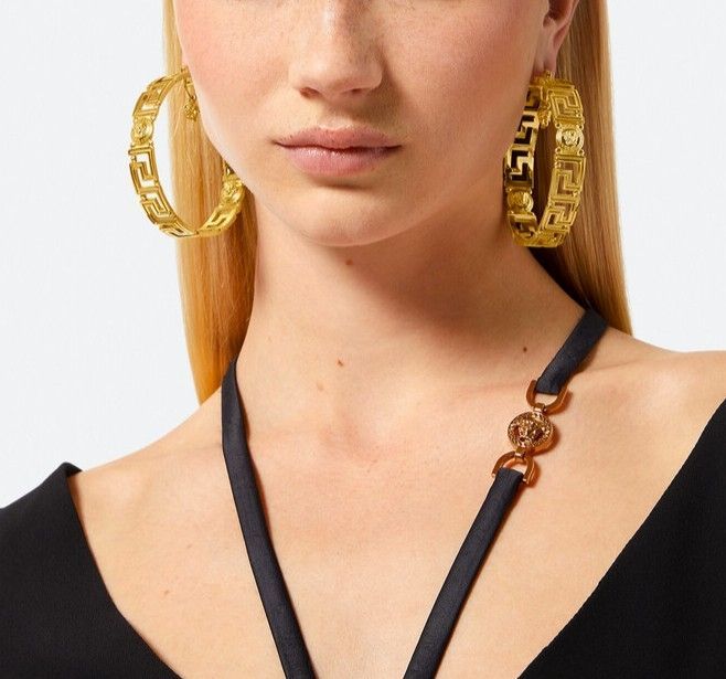 VERSACE ヴェルサーチ 925 メドゥーサ チャーム グレカ フープ ピアス ゴールド GP 65.5mm 箱 説明書 レディース アクセサリー 1006570-1A00620_3J000 aua36665071012 FORTGASGNV_COM_BR