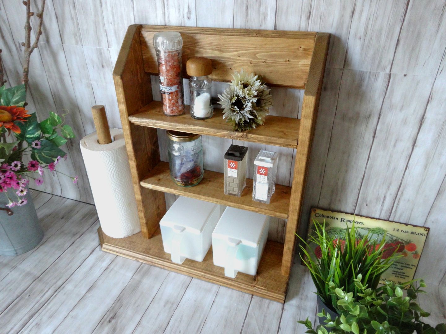 ハンドメイド スパイスラック ハートタイプ （チーク色） 調味料ラック