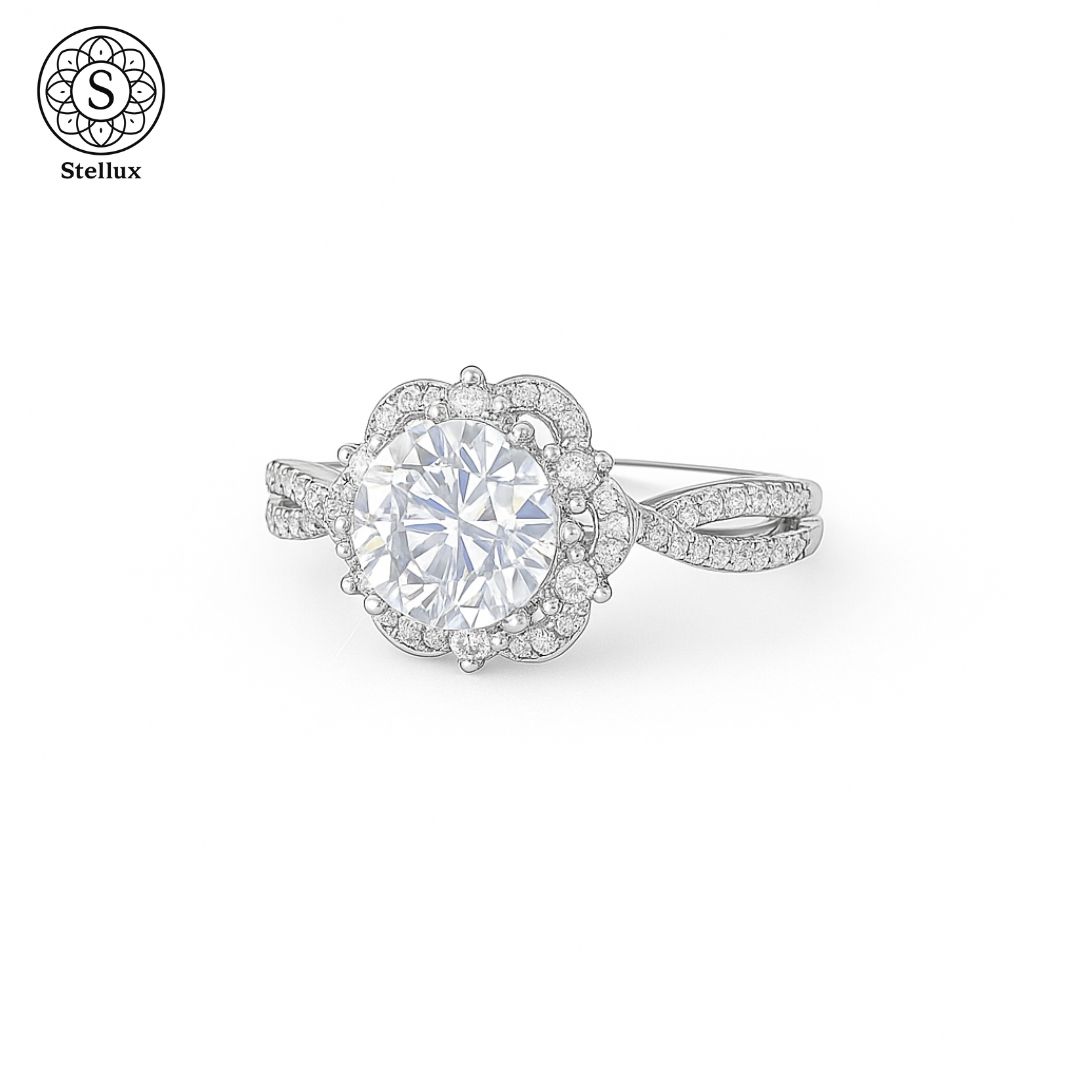 指先に 一生もの の光 1カラット モアサナイト×S 925リング GRA鑑定書付 ハローセッティング 指が細く見える 上品 大人 プレゼントにも