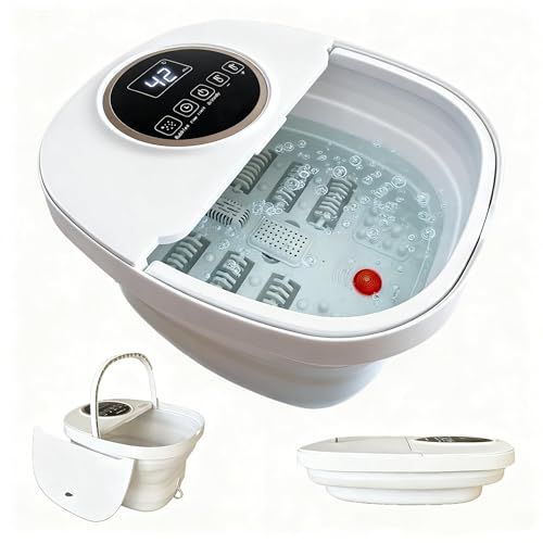 Rozeta 折りたたみフットバス 足湯器 保温 加熱機能付き リモコン操作 35 48℃温度調節 タイマー自動 停止 10 60分 6つのローラー＆軽石付き 角質ケア 折りたたみ収納 敬老の日 プレゼントにも最適 67f2cb22