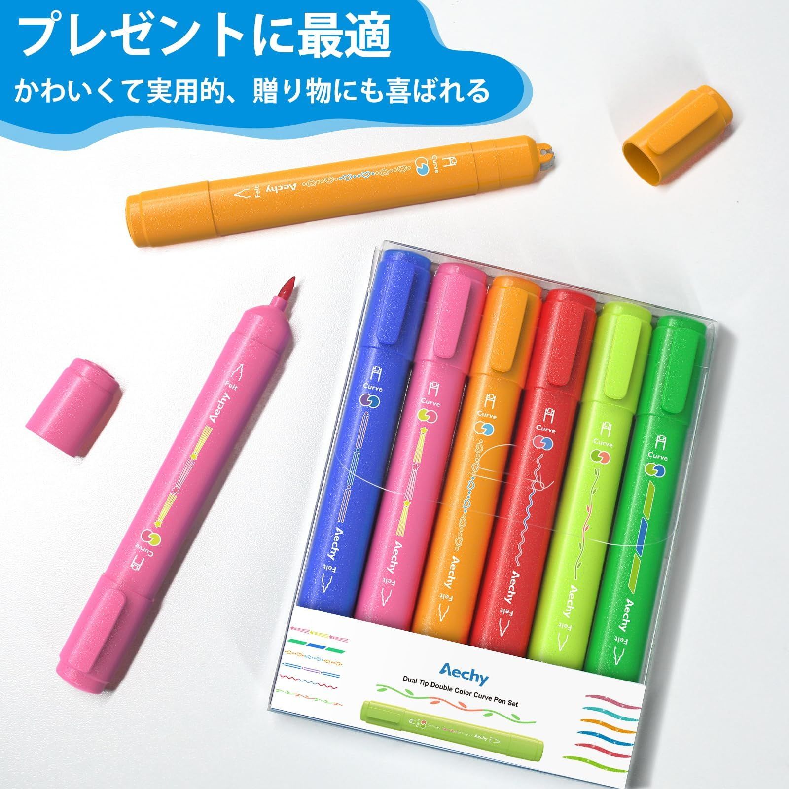 ローラースタンプ＆ラメ入りフェルトチップ 速乾