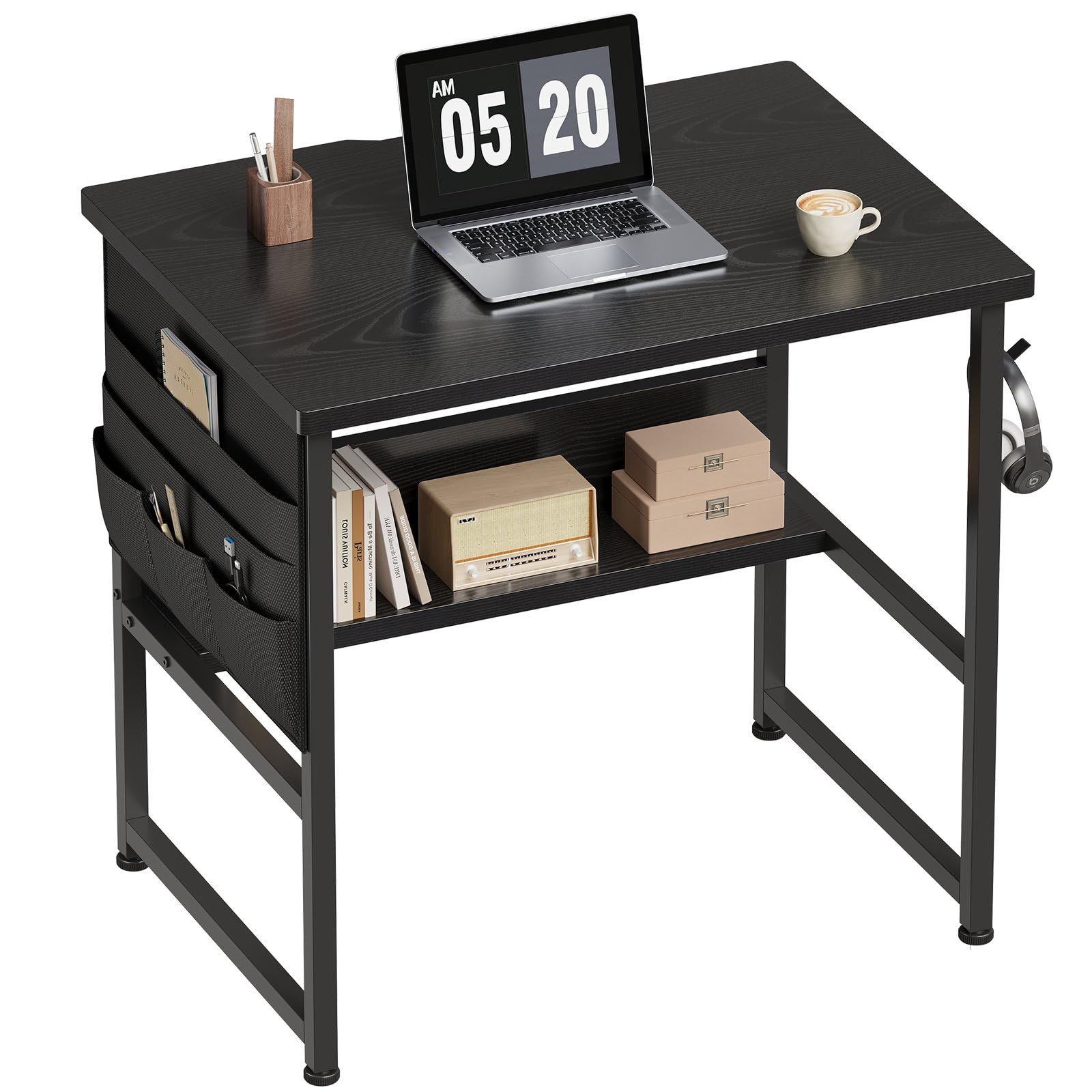 新品 YeTom 机 pcデスク ミニデスク コンパクトデスク ラック付きデスク パソコンデスク つくえ 幅60cm×奥行45cm 収納袋付き 勉強机 デスク 下棚付きデスク 学習デスク 学習机 省スペース 収納 