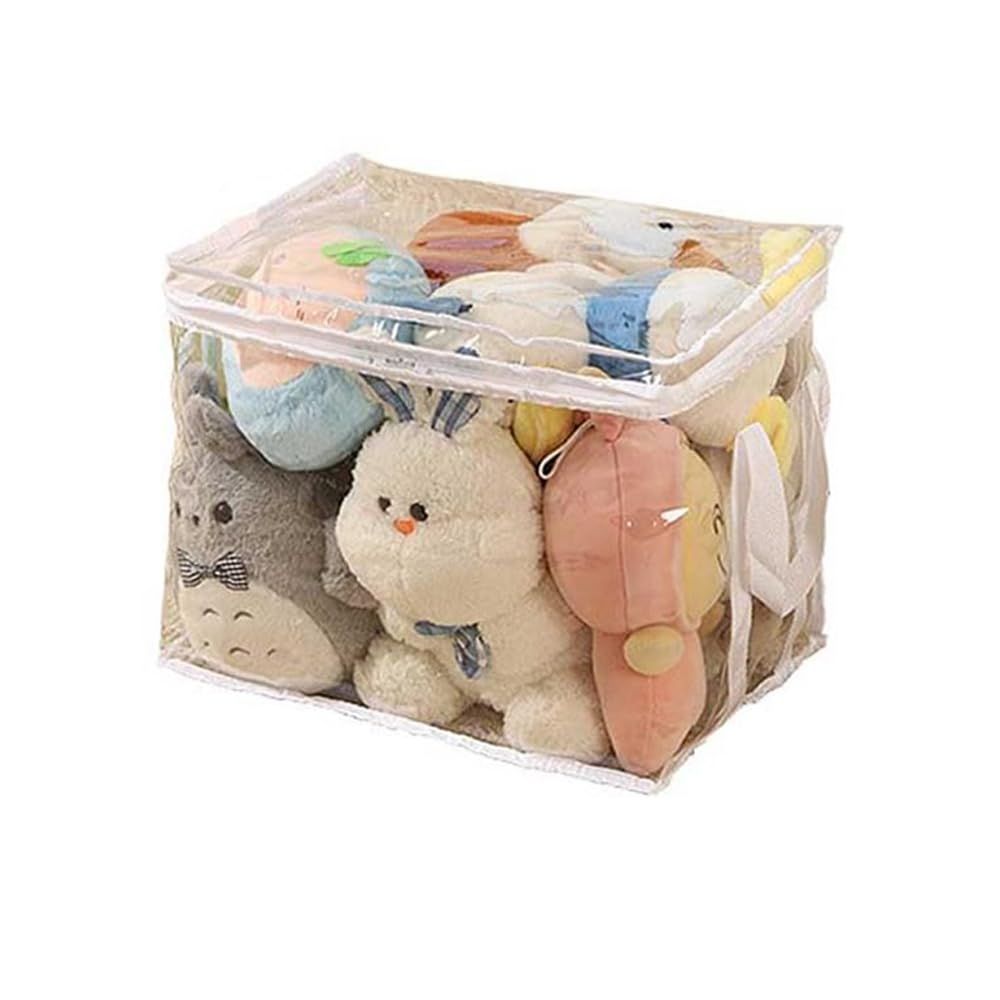 新品 ぬいぐるみ収納袋 透明おもちゃ収納 持ち手付き 公式 収納ケース