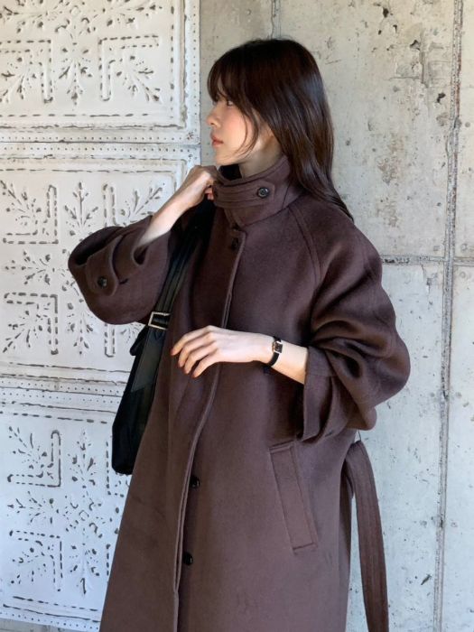 ベルガモットベルト付きウールコート