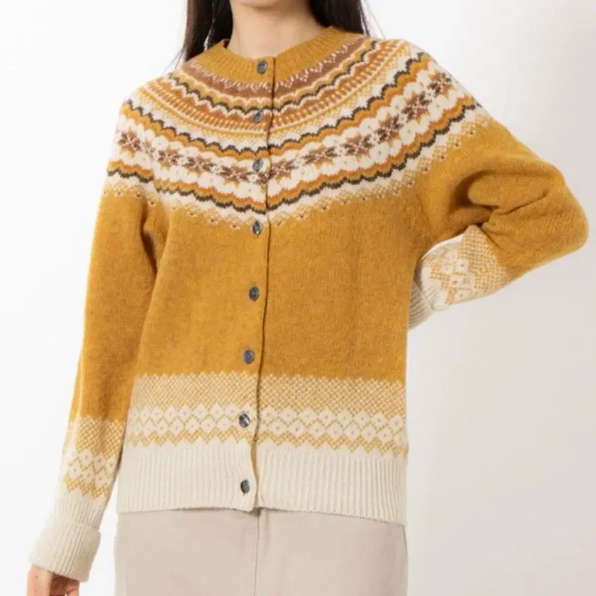 40 ハーレーオブスコットランド フェアアイル ノートディック カーディガン