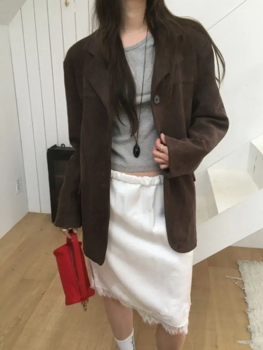 ユアジェイ miel スウェード ハーフ ジャケット brown ブラウン