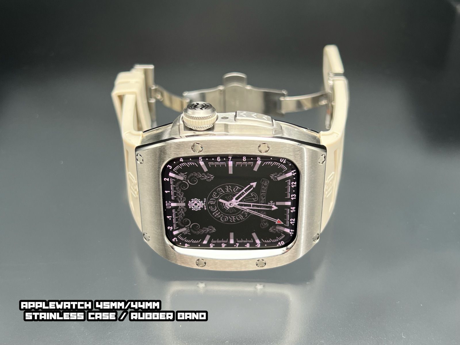 シルバー アップルウォッチ ステンレスケース 45mm44mm applewatch MEBLE-SODAR_PL